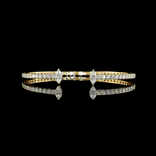 [BC14YBGMQ400PNS] 4.33 Cts 14k Yellow Gold Marquise Shape Bangles Bracelet