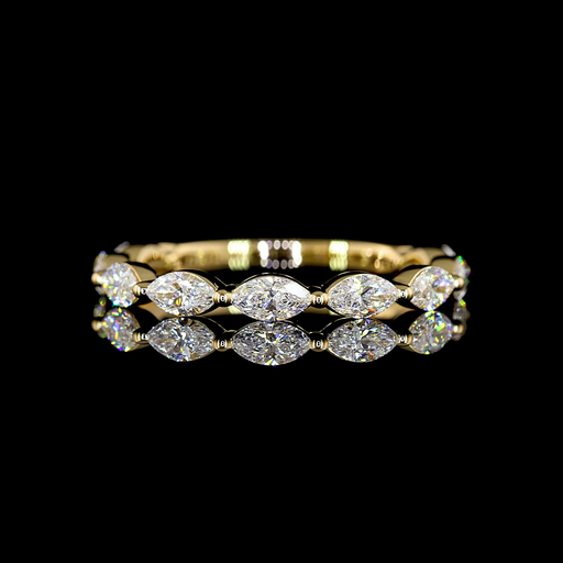 [EB18Y3/4MQ75PEW] 0.82 Cts 18k Yellow Gold Marquise Shape 3/4 Band Eternity Band