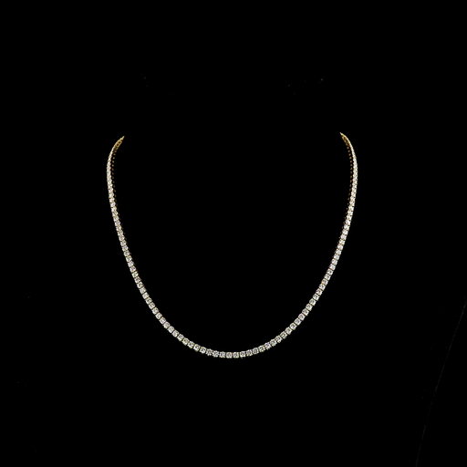 [NK14YTSRD800P] 8.13 Cts 14k Yellow Gold Round Shape Tennis Necklace