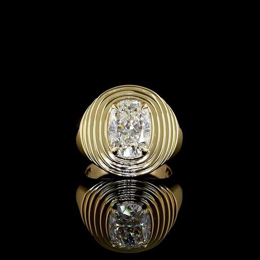 [RG14YSOBECU250PNS] 2.67 Cts 14k Yellow Gold Cushion Brilliant Shape Solitaire Ring