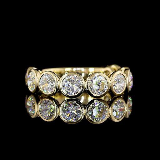 [EB14Y3/4RD300B] 2.96 Cts 14k Yellow Gold Round Shape 3/4 Band Eternity Band