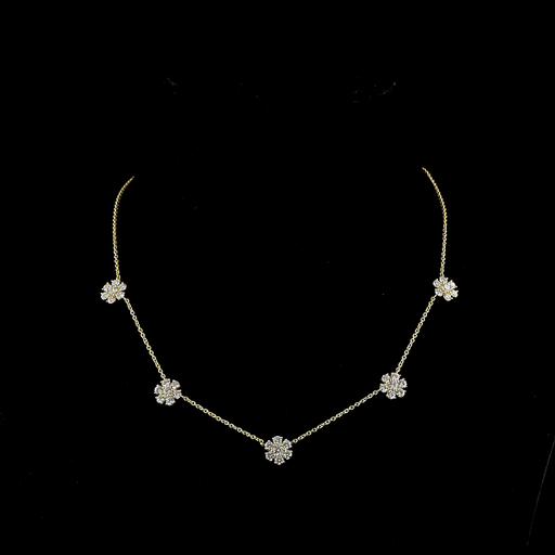 [NK18YSTRD300P] 2.94 Cts 18k Yellow Gold Round Shape Station Necklace