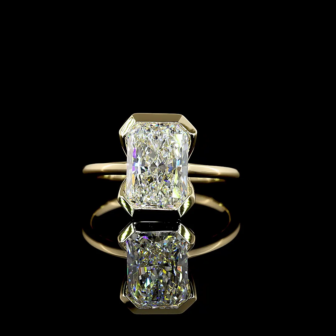 3.02 Cts 14k Yellow Gold Radiant Shape Solitaire Ring