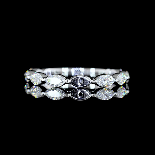 [EB18W3/4MQ70PEW] 0.7 Cts 18k White Gold Marquise Shape 3/4 Band Eternity Band