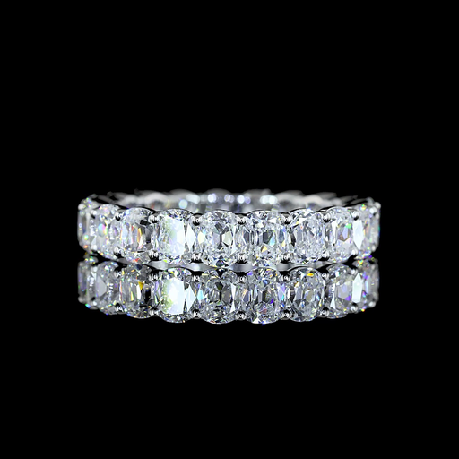 [EB14WANCU350PNS] 3.58 Cts 14k White Gold Antique Cushion Shape Eternity Band Eternity Band