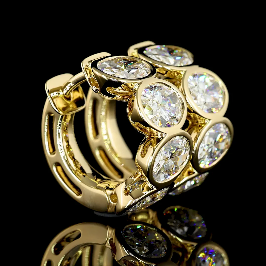 5.02 Cts 14k Yellow Gold Oval Shape Huggies Earring