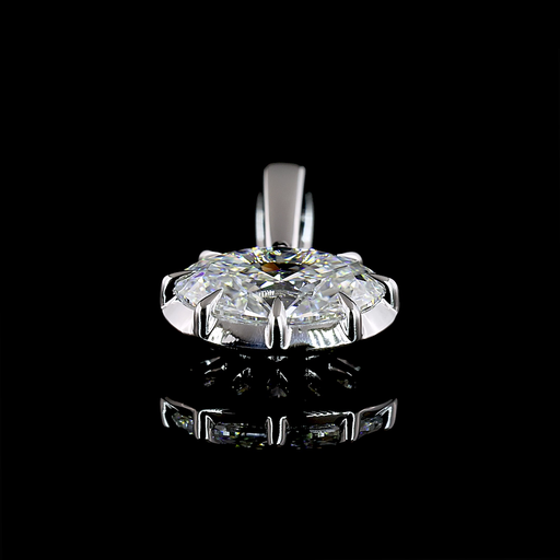 [PD14WSOOV100PEW] 1 Cts 14k White Gold Oval Shape Solitaire Pendant