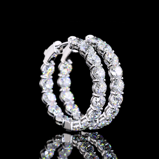 [ER14WHPRD550P] 5.73 Cts 14k White Gold Round Shape Hoops Earring