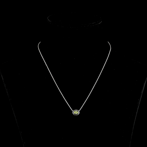 [PD14WSOOV25BPEW] 0.28 Cts 14k White Gold Oval Shape Solitaire Necklace