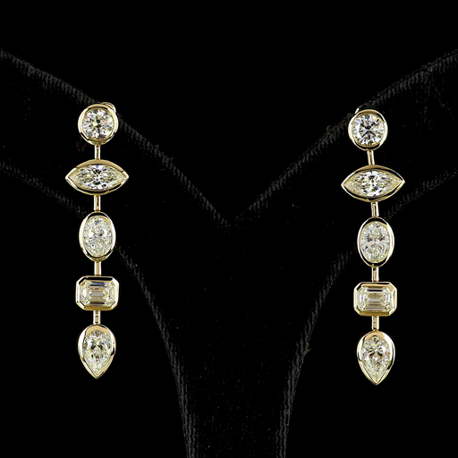 [ER14YHG500B] 5.17 Cts 14k Yellow Gold Mix Shape Hanging Earring