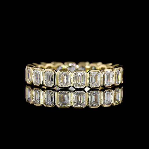 [EB14YEM200BNS] 2.1 Cts 14k Yellow Gold Emerald Shape Eternity Band Eternity Band