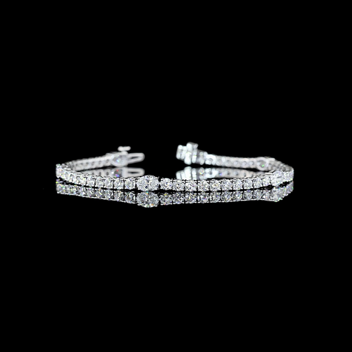 [BC14WSLTOV500PEW] 5.26 Cts 14k White Gold Oval Shape Station Line Tennis Bracelet