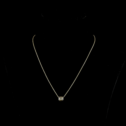 [PD14YSOEM25BEW] 0.26 Cts 14k Yellow Gold Emerald Shape Solitaire Pendant