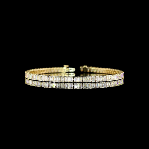 [BC14YTSEM700PNS] 7.09 Cts 14k Yellow Gold Emerald Shape Tennis Bracelet