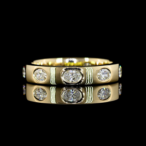 [EB14YOV60FEW] 0.69 Cts 14k Yellow Gold Oval Shape Eternity Band Eternity Band
