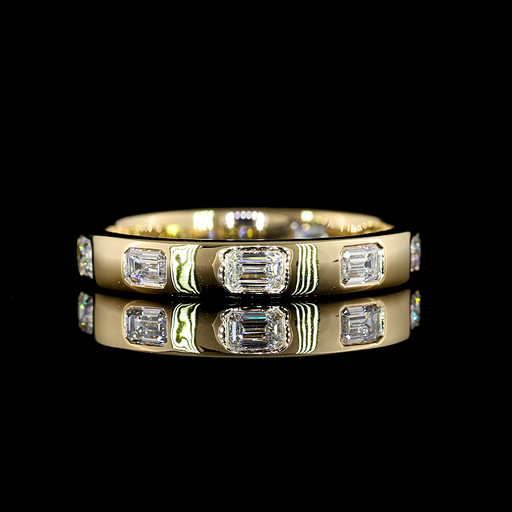 [EB14YEM60FEW] 0.66 Cts 14k Yellow Gold Emerald Shape Eternity Band Eternity Band