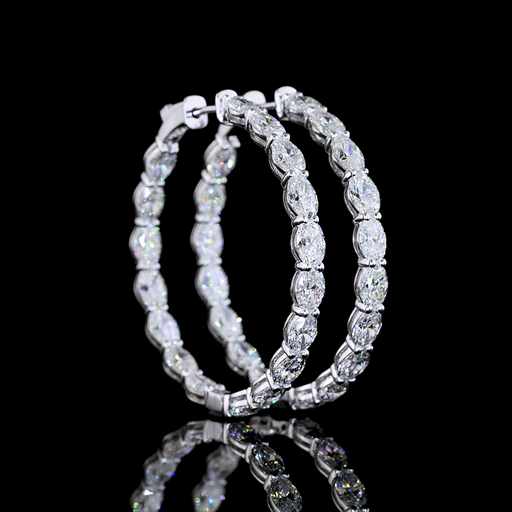 [ER14WHPOV750PNS] 7.72 Cts 14k White Gold Oval Shape Hoops Earring