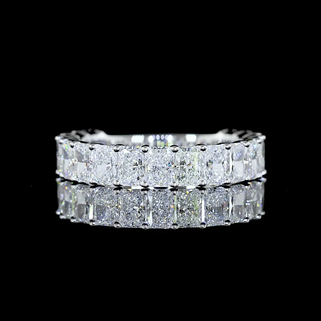 4.08 Cts 14k White Gold Radiant Shape 3/4 Band Eternity Band