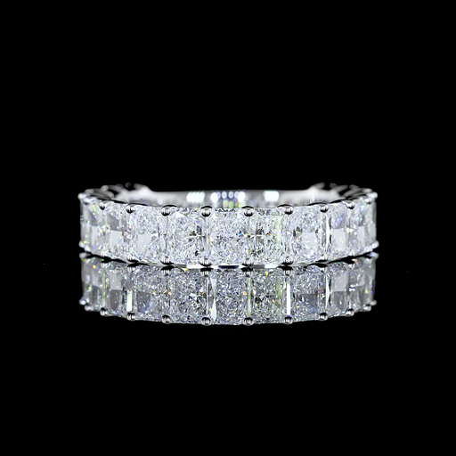 [EB14W3/4RAD400PNS] 4.08 Cts 14k White Gold Radiant Shape 3/4 Band Eternity Band