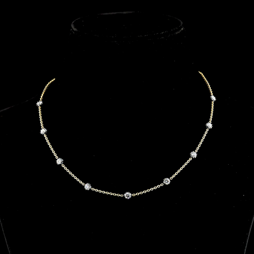 [NK14TTSTRD175BP] 1.85 Cts 14k Two Tone Round Shape Station Necklace