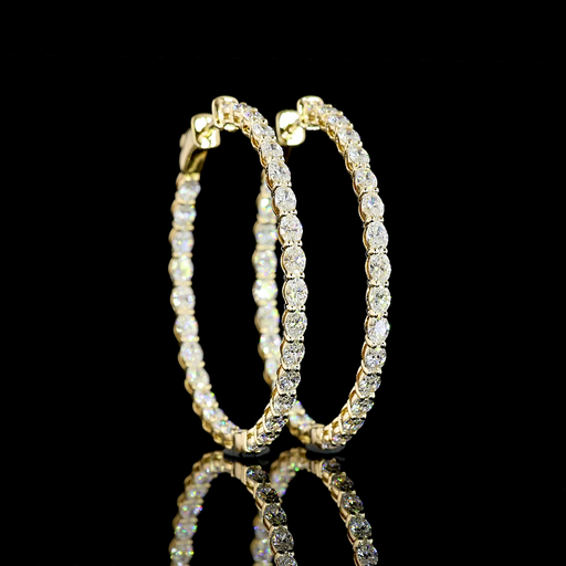[ER14YHPOV300PNS] 3.08 Cts 14k Yellow Gold Oval Shape Hoops Earring