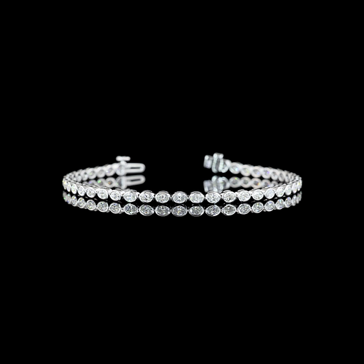 [BC14WTSOV250BEW] 2.56 Cts 14k White Gold Oval Shape Tennis Bracelet
