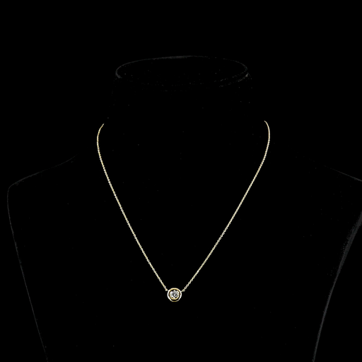 [PD14YSORD25B] 0.26 Cts 14k Yellow Gold Round Shape Solitaire Pendant