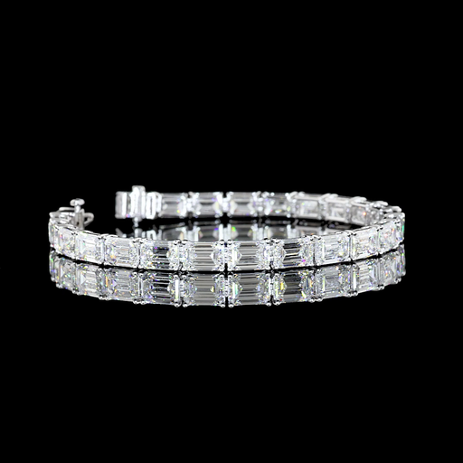 [BC14WTSEM1550PEW] 24.55 Cts 14k White Gold Emerald Shape Tennis Bracelet