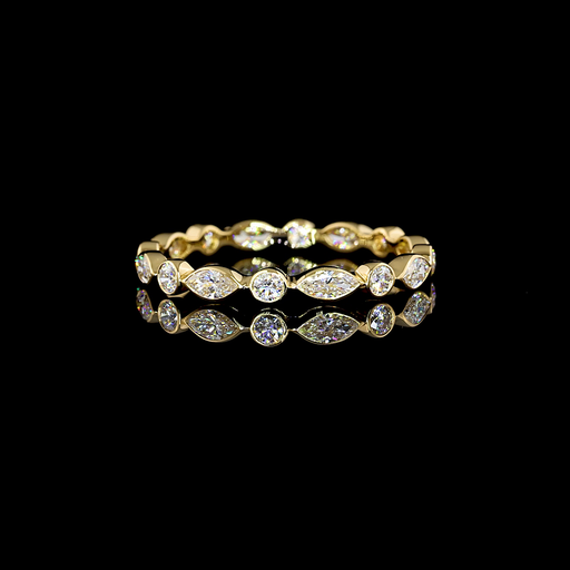 [EB18Y70BEW] 0.7 Cts 18k Yellow Gold Mix Shape Eternity Band Eternity Band