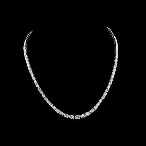 [NK14WRVOV1250PEW] 12.56 Cts 14k White Gold Oval Shape Riviera Necklace
