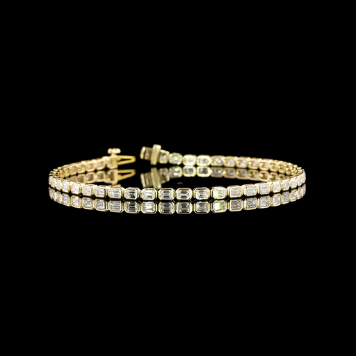 [BC14YTSEM300BEW] 3.15 Cts 14k Yellow Gold Emerald Shape Tennis Bracelet