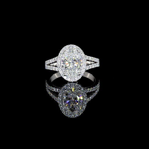 [RG14WSSOV250PNS] 2.64 Cts 14k White Gold Oval Shape Split Shank Ring