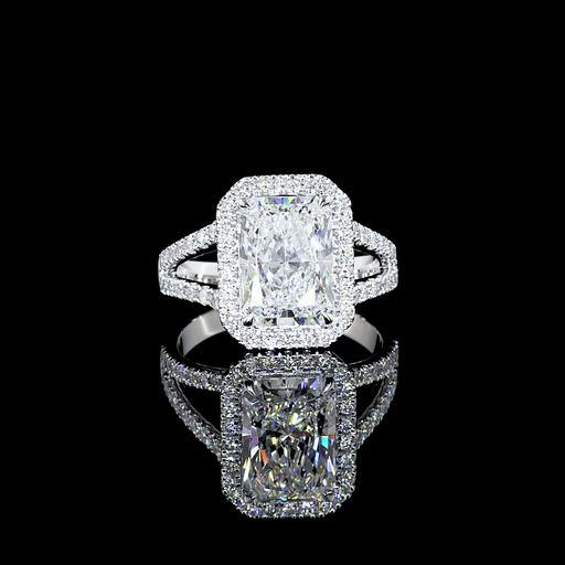 [RG14WSSRAD350PNS] 3.8 Cts 14k White Gold Radiant Shape Split Shank Ring