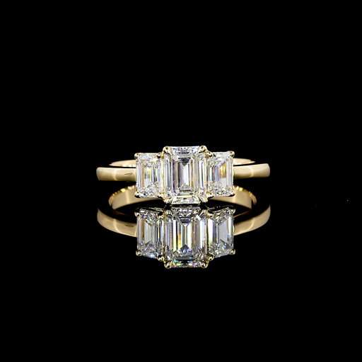 [RG14Y3EM150EMPNS] 1.41 Cts 14k Yellow Gold Emerald Shape 3 Stones Ring