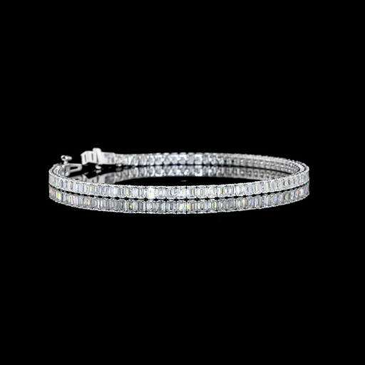 [BC14WTSEM500PNS] 4.99 Cts 14k White Gold Emerald Shape Tennis Bracelet