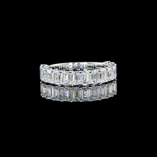 [EB14WHFEM200PNS] 2.08 Cts 14k White Gold Emerald Shape Half Eternity Eternity Band