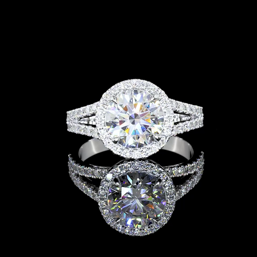 [RG14WSSRD250P] 2.56 Cts 14k White Gold Round Shape Split Shank Ring