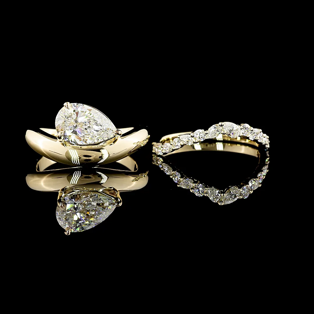 0.46 Cts 14k Yellow Gold Mix Shape Half Eternity Eternity Band