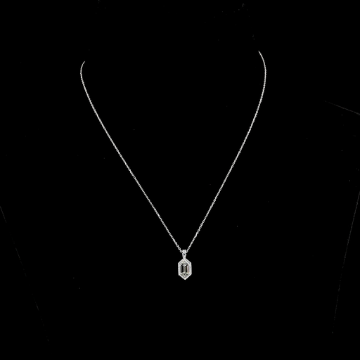 [NK14WSM150BNS] 1.58 Cts 14k White Gold Step Marquise Shape Pendant Necklace
