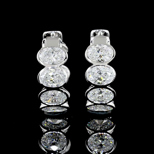 [ER14WHGOV300BEW] 3.34 Cts 14k White Gold Oval Shape Huggies Earring