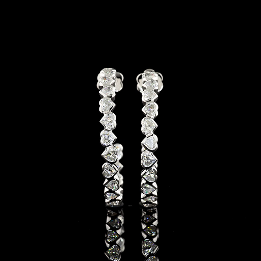 [ER14WCHPHS500BEW] 5.38 Cts 14k White Gold Heart Shape C Hoops Earring