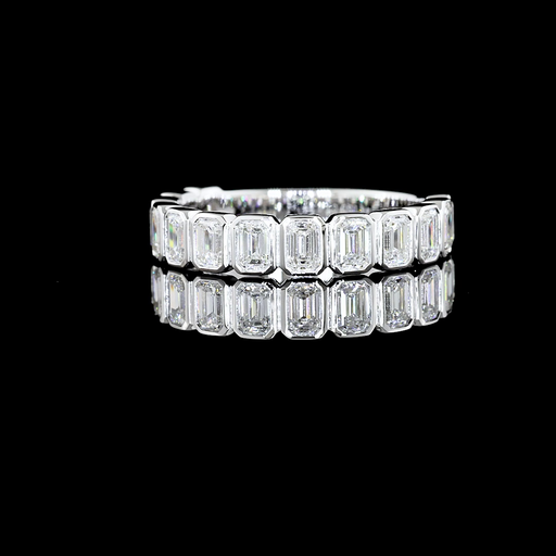 [EB14W3/4EM100BNS] 1.26 Cts 14k White Gold Emerald Shape 3/4 Band Eternity Band