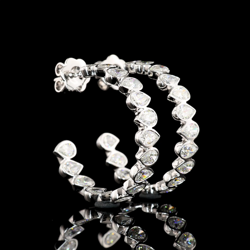 [ER14WCHPPS550BEW] 5.72 Cts 14k White Gold Pear Shape C Hoops Earring