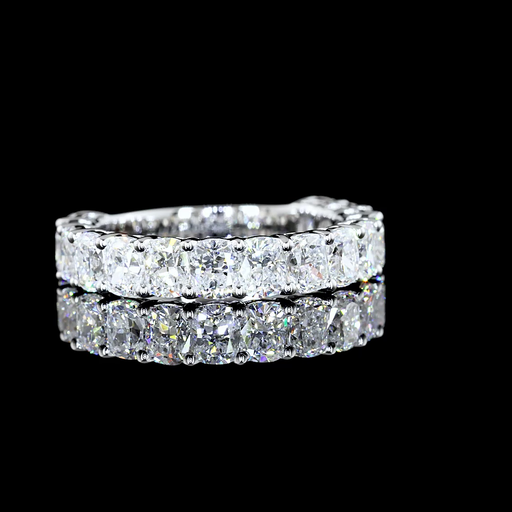 [EB14W3/4BECU275PNS] 2.77 Cts 14k White Gold Cushion Brilliant Shape 3/4 Band Eternity Band
