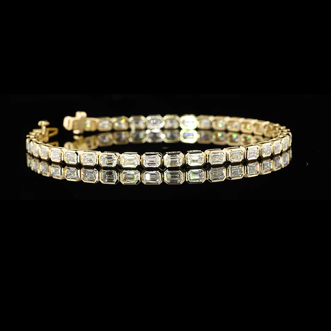 4.82 Cts 14k Yellow Gold Emerald Shape Tennis Bracelet