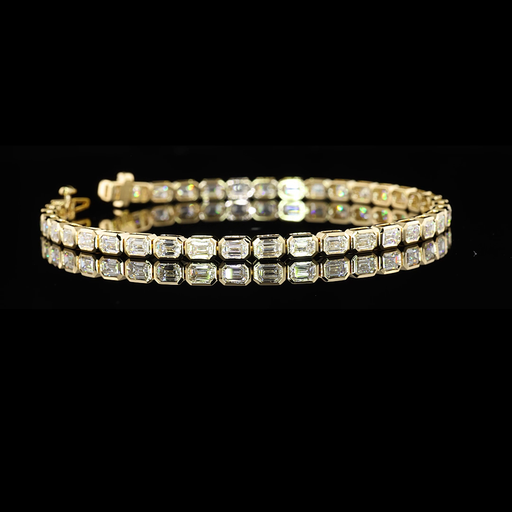 [BC14YTSEM450BEW] 4.82 Cts 14k Yellow Gold Emerald Shape Tennis Bracelet