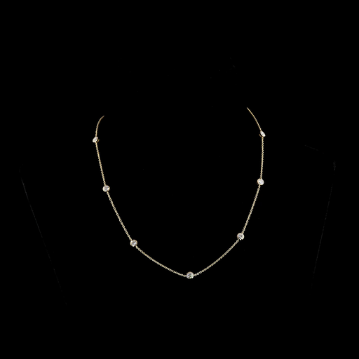 [NK18YSTRD200B] 2.02 Cts 18k Yellow Gold Round Shape Station Necklace