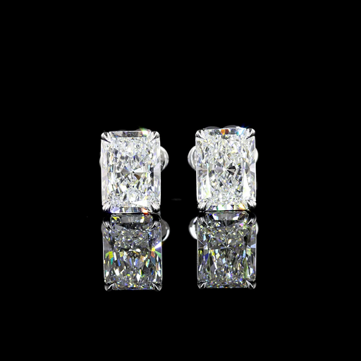 [ER14WSDRAD300P] 3.13 Cts 14k White Gold Radiant Shape Studs Earring
