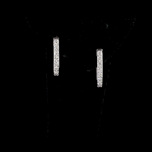[ER18WHGRD25P] 0.29 Cts 18k White Gold Round Shape Huggies Earring