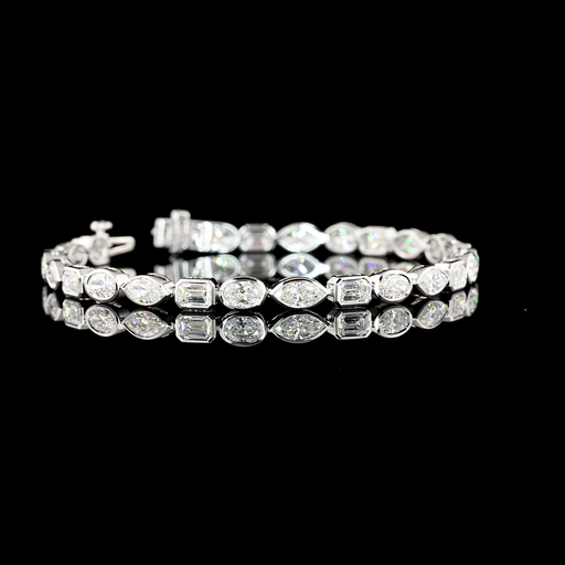 [BC14WTS750BEW] 7.83 Cts 14k White Gold Mix Shape Tennis Bracelet